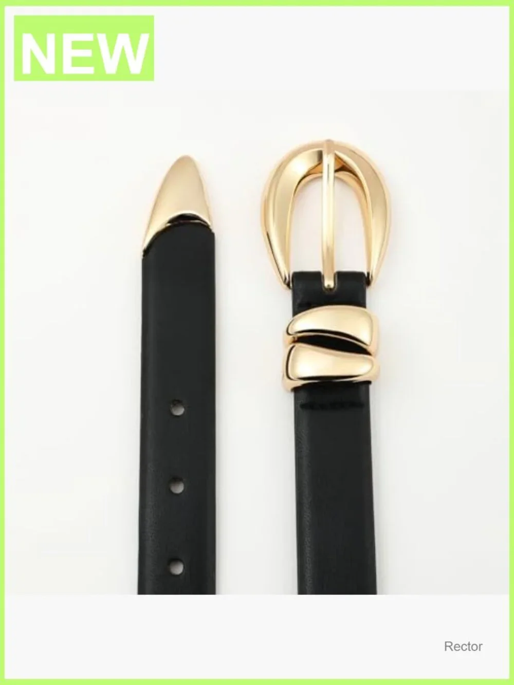 Women's Faux Leather Belt with Gold Buckle for Jeans